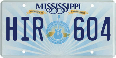 MS license plate HIR604