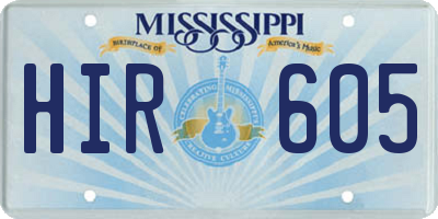 MS license plate HIR605