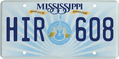 MS license plate HIR608