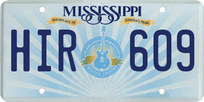 MS license plate HIR609