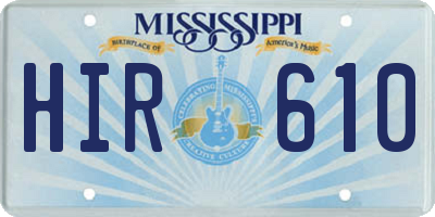 MS license plate HIR610
