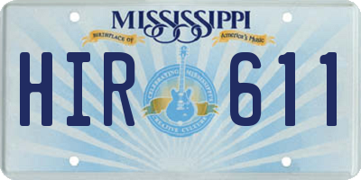 MS license plate HIR611