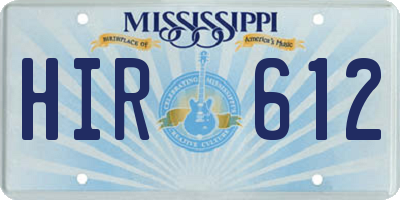 MS license plate HIR612