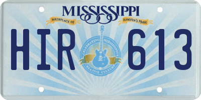 MS license plate HIR613