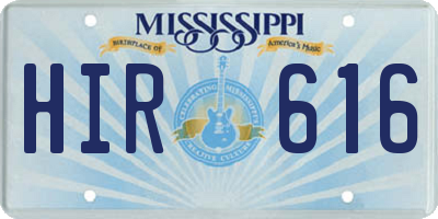 MS license plate HIR616