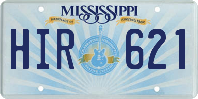 MS license plate HIR621