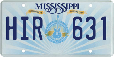 MS license plate HIR631