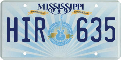 MS license plate HIR635
