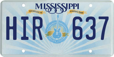 MS license plate HIR637