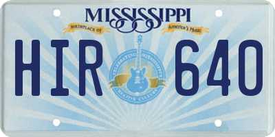 MS license plate HIR640