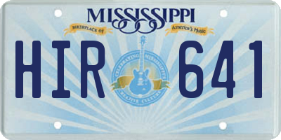 MS license plate HIR641