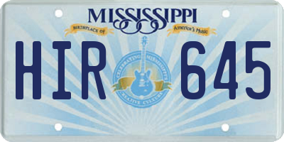 MS license plate HIR645