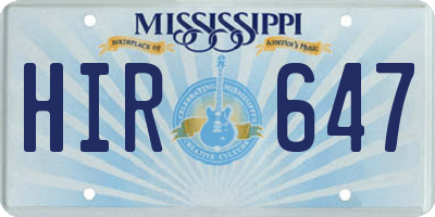 MS license plate HIR647