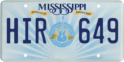 MS license plate HIR649