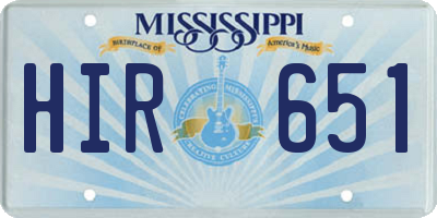 MS license plate HIR651