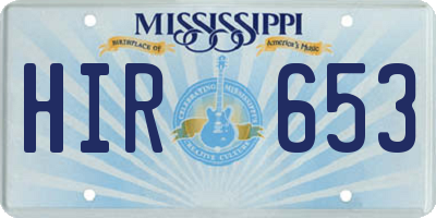 MS license plate HIR653