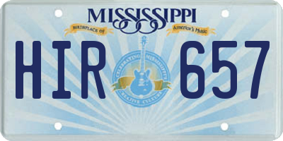 MS license plate HIR657