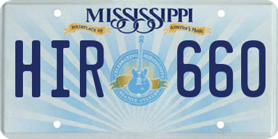 MS license plate HIR660