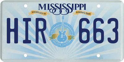 MS license plate HIR663