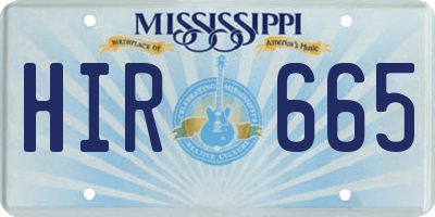 MS license plate HIR665
