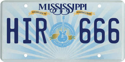 MS license plate HIR666