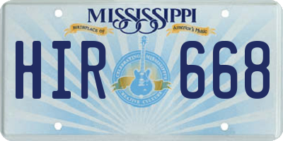 MS license plate HIR668