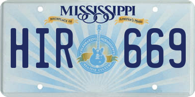 MS license plate HIR669