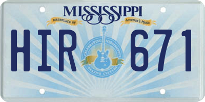 MS license plate HIR671