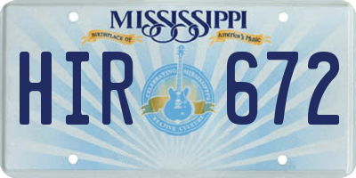 MS license plate HIR672