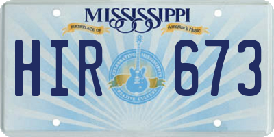 MS license plate HIR673