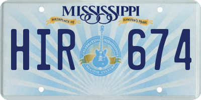 MS license plate HIR674