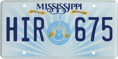 MS license plate HIR675