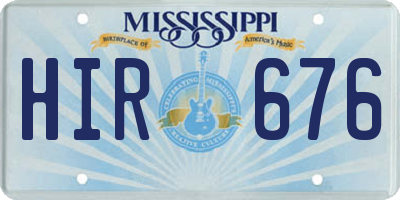 MS license plate HIR676