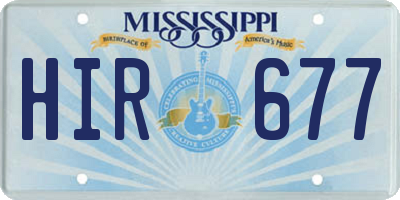 MS license plate HIR677