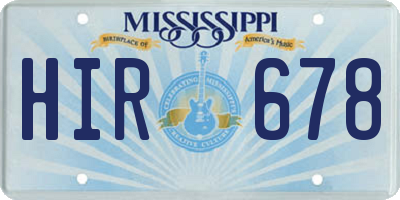 MS license plate HIR678
