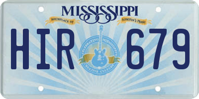 MS license plate HIR679