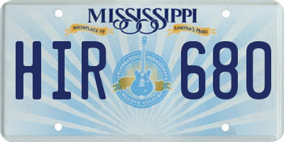 MS license plate HIR680