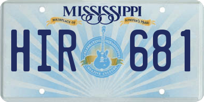 MS license plate HIR681