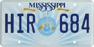 MS license plate HIR684