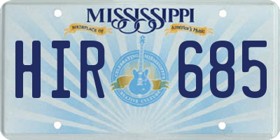 MS license plate HIR685