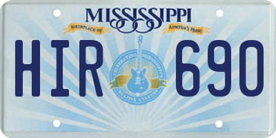 MS license plate HIR690