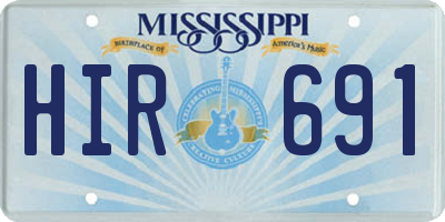 MS license plate HIR691