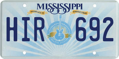 MS license plate HIR692