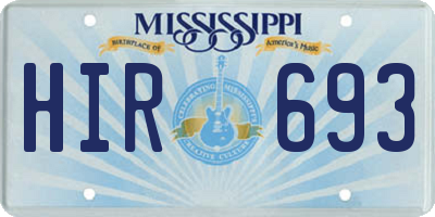 MS license plate HIR693