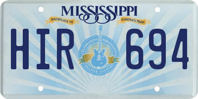 MS license plate HIR694