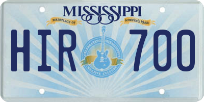 MS license plate HIR700