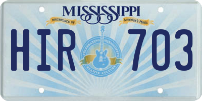 MS license plate HIR703