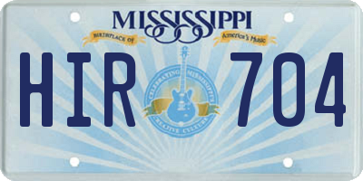 MS license plate HIR704