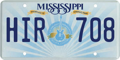 MS license plate HIR708