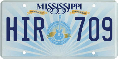 MS license plate HIR709